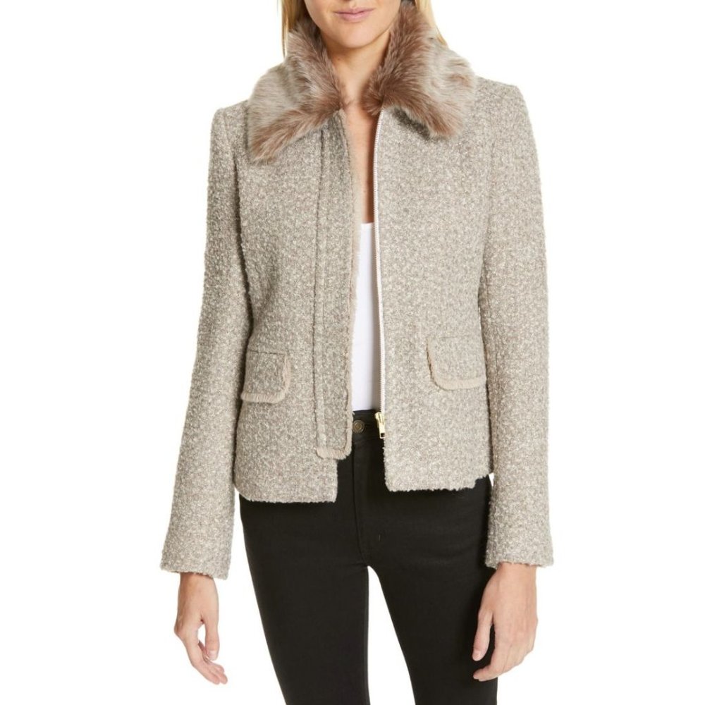 Helene Berman Faux Fur Detachable Collar Jacket S NWT